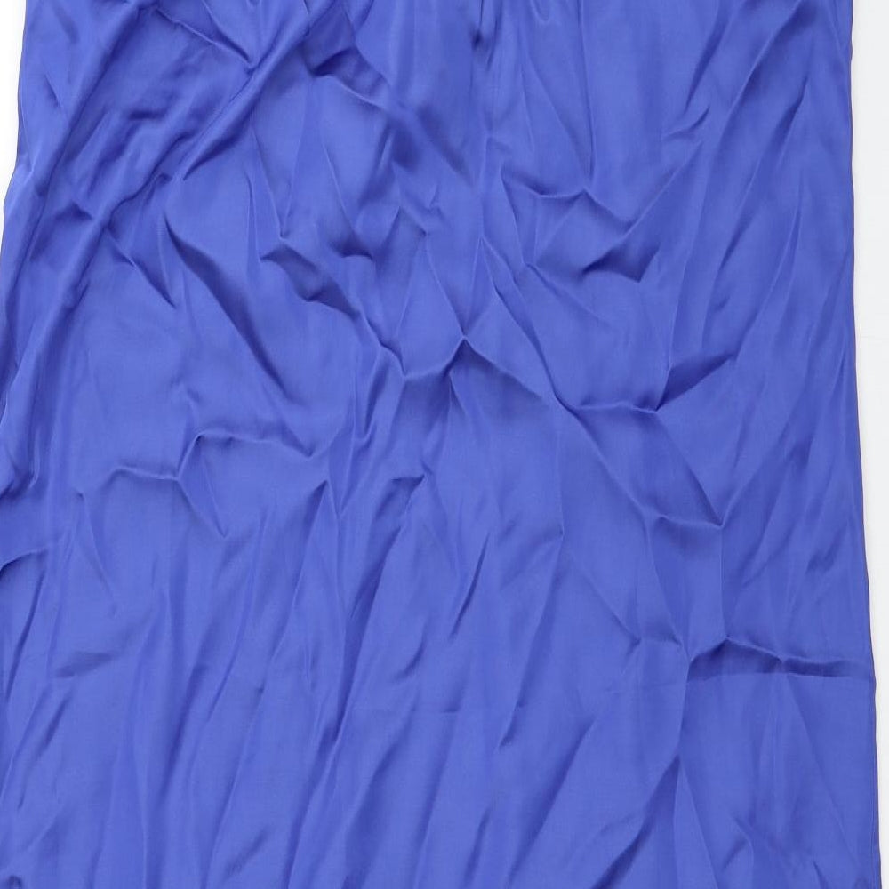 Autograph Womens Blue Polyester Slip Dress Size 14 Scoop Neck Pullover