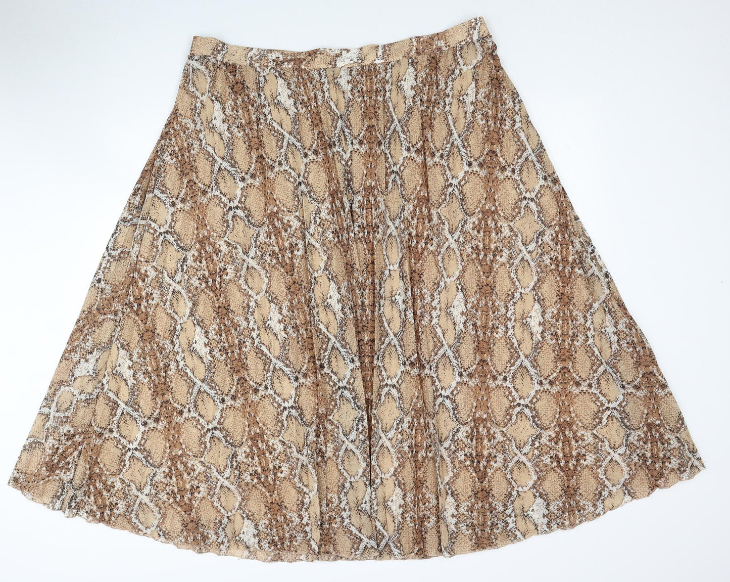 Marks and Spencer Womens Brown Animal Print Polyester Swing Skirt Size 22 - Snakeskin Pattern