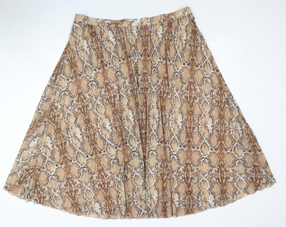 Marks and Spencer Womens Brown Animal Print Polyester Swing Skirt Size 22 - Snakeskin Pattern