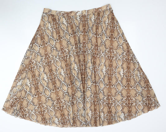 Marks and Spencer Womens Brown Animal Print Polyester Swing Skirt Size 22 - Snakeskin Pattern