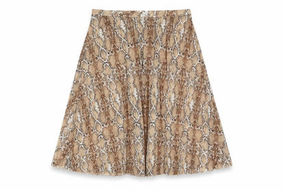 Marks and Spencer Womens Brown Animal Print Polyester Swing Skirt Size 22 - Snakeskin Pattern