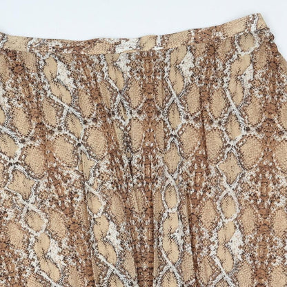 Marks and Spencer Womens Brown Animal Print Polyester Swing Skirt Size 22 - Snakeskin Pattern