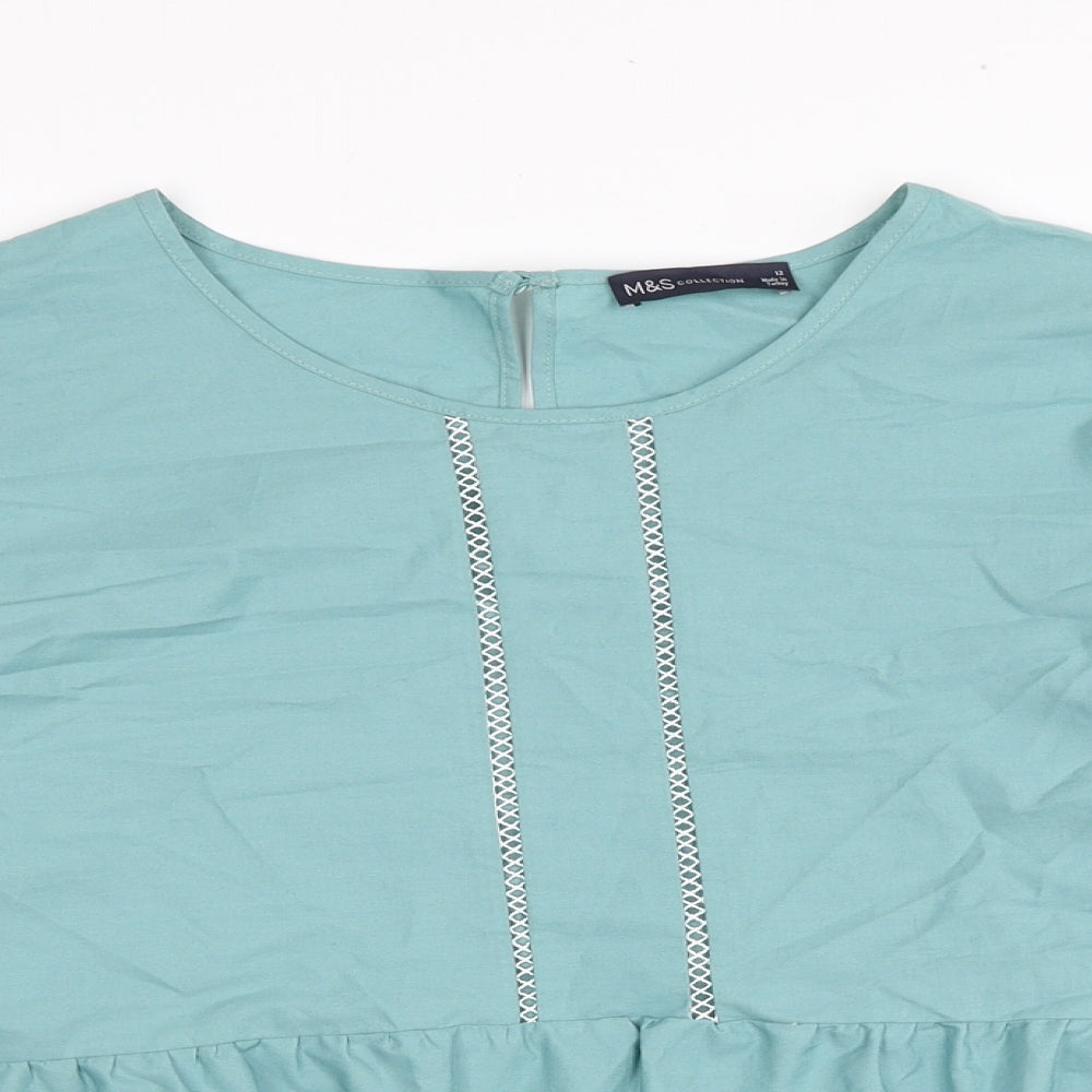 Womens UK Size 12 Marks and Spencer Blue Basic Blouse