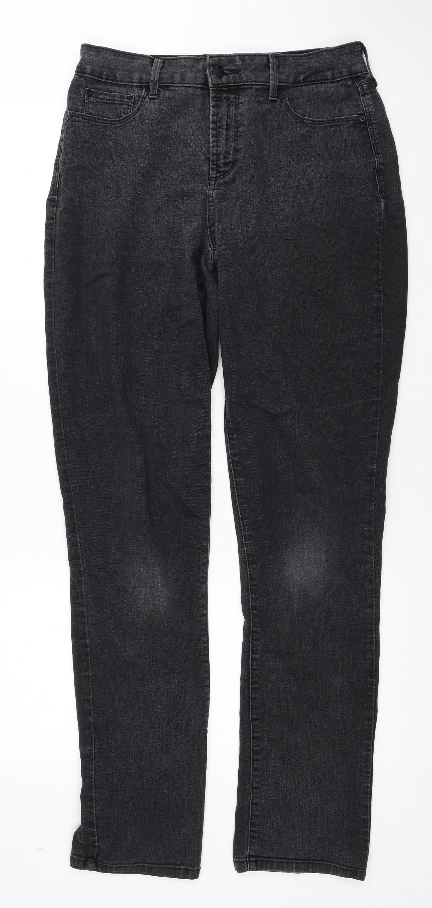 YNDJ Womens Black Cotton Straight Jeans Size 10 Regular Zip