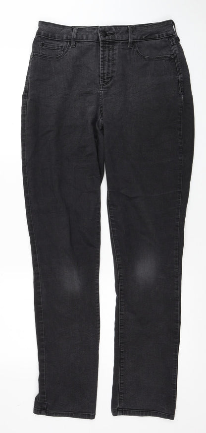 YNDJ Womens Black Cotton Straight Jeans Size 10 Regular Zip