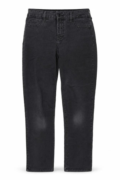 YNDJ Womens Black Cotton Straight Jeans Size 10 Regular Zip