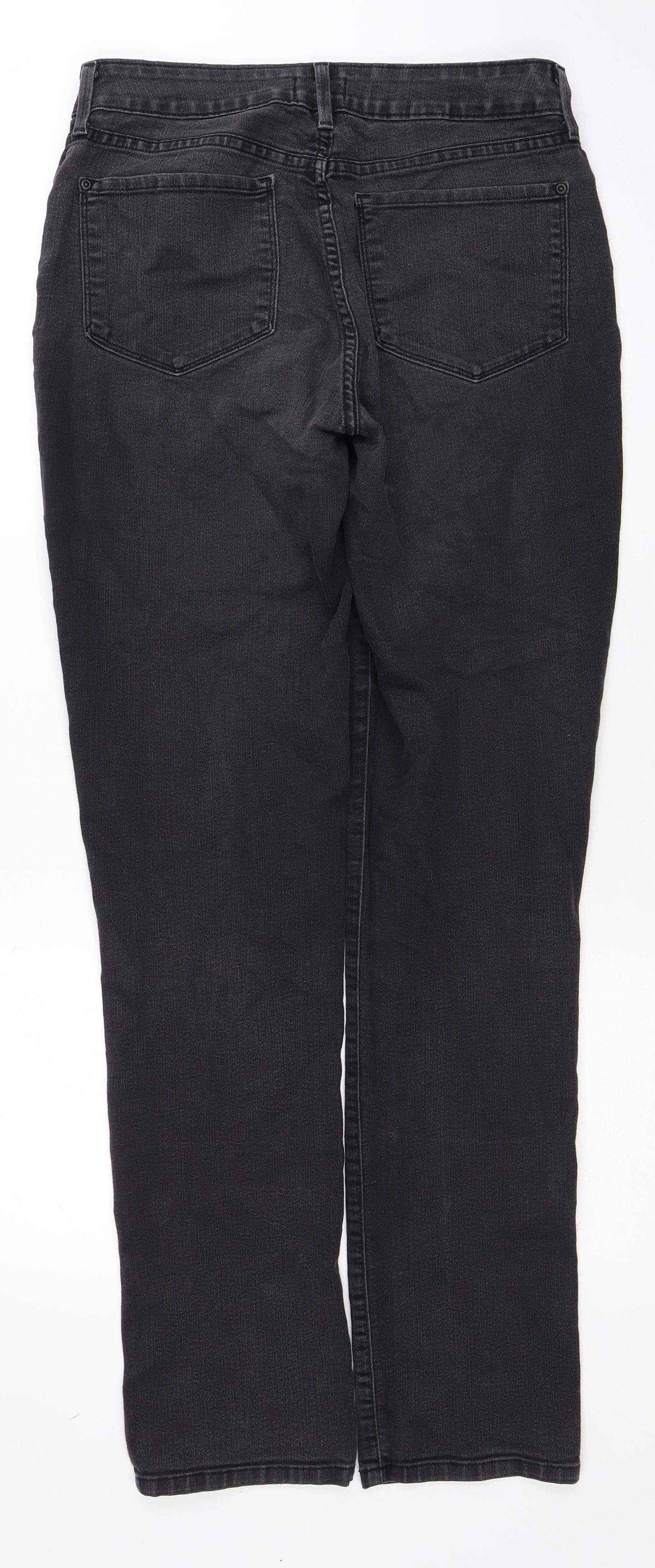 YNDJ Womens Black Cotton Straight Jeans Size 10 Regular Zip