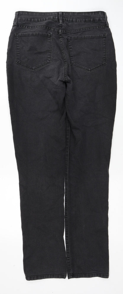 YNDJ Womens Black Cotton Straight Jeans Size 10 Regular Zip