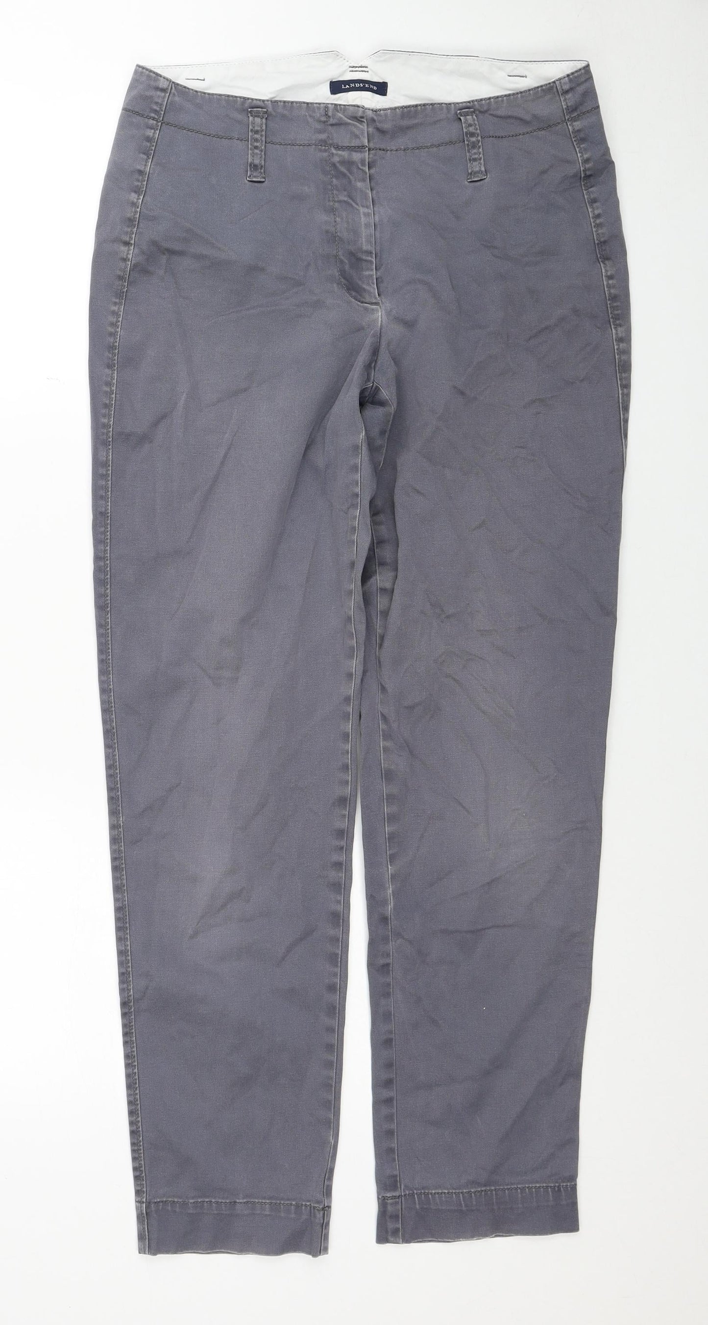 Lands' End Womens Grey Cotton Straight Jeans Size 10 Regular Zip