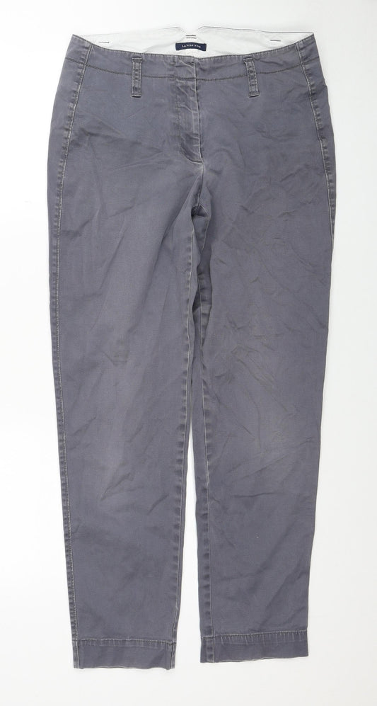 Lands' End Womens Grey Cotton Straight Jeans Size 10 Regular Zip