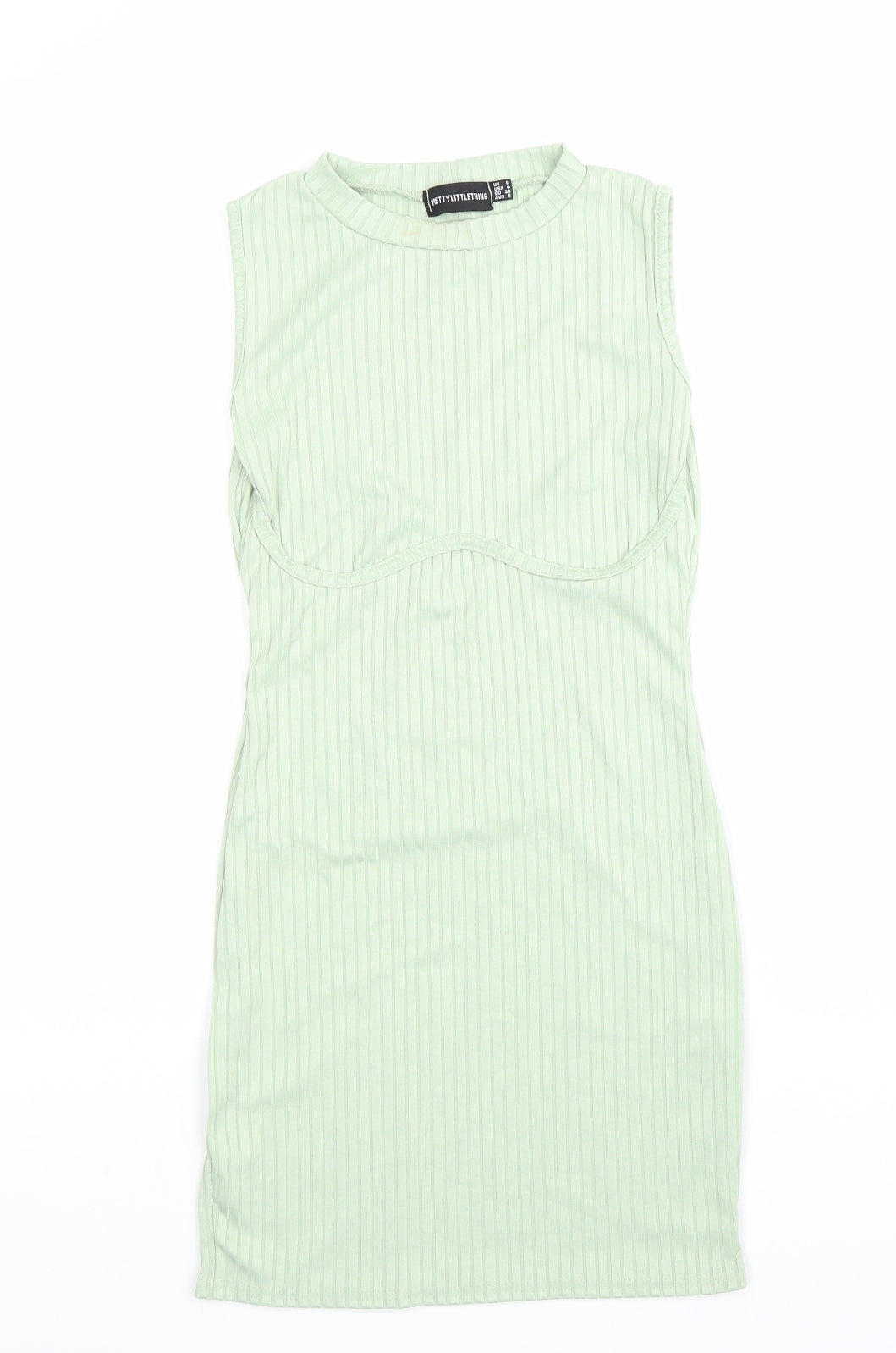 PRETTYLITTLETHING Womens Green Polyester Bodycon Size 8 Roll Neck Pullover - Ribbed