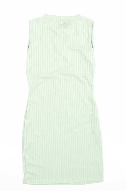 PRETTYLITTLETHING Womens Green Polyester Bodycon Size 8 Roll Neck Pullover - Ribbed