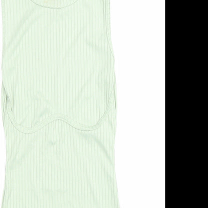 PRETTYLITTLETHING Womens Green Polyester Bodycon Size 8 Roll Neck Pullover - Ribbed