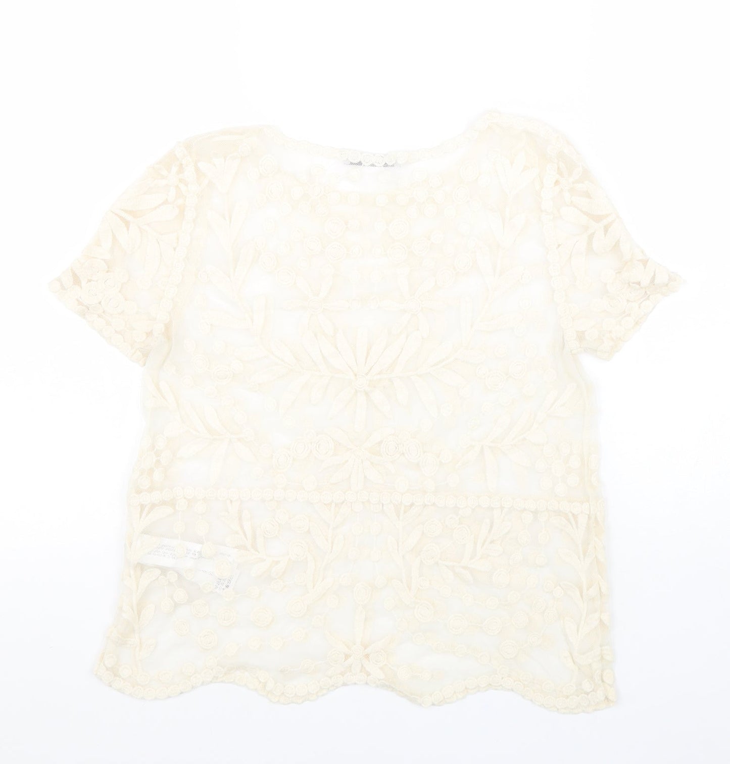 Womens UK Size S Zara Beige Basic Blouse