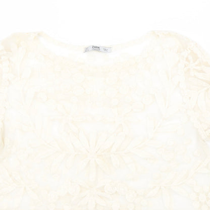 Womens UK Size S Zara Beige Basic Blouse