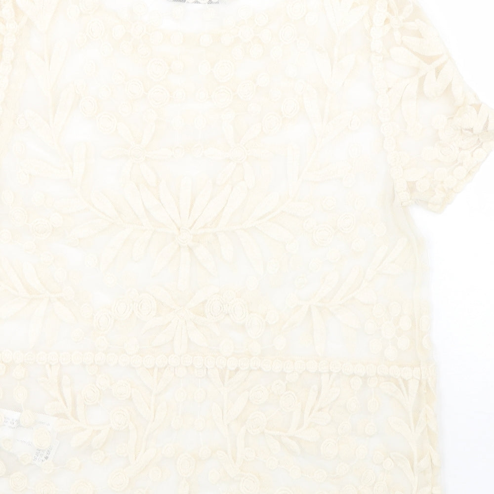 Womens UK Size S Zara Beige Basic Blouse