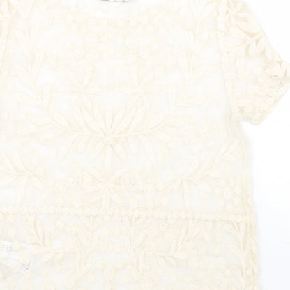 Womens UK Size S Zara Beige Basic Blouse