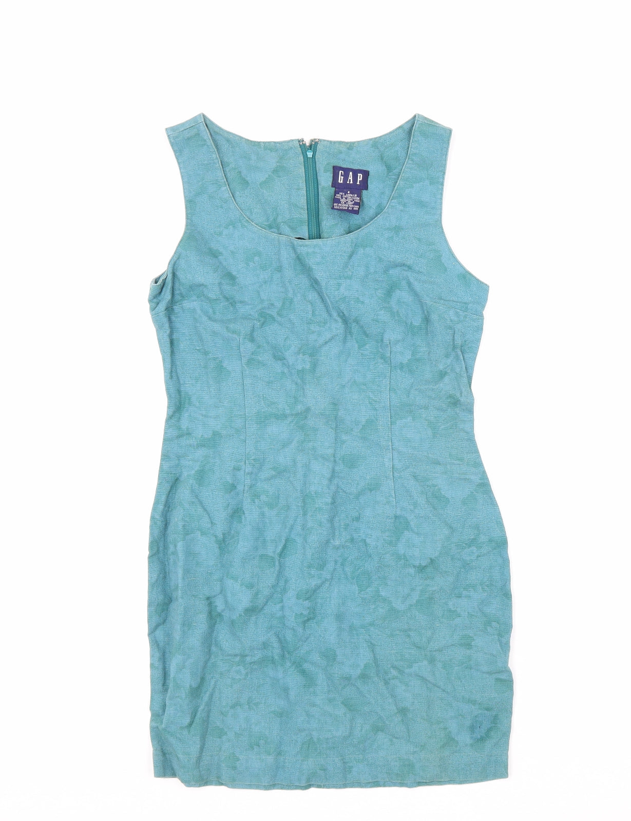 Gap Womens Green Linen Shift Size 4 Scoop Neck Zip