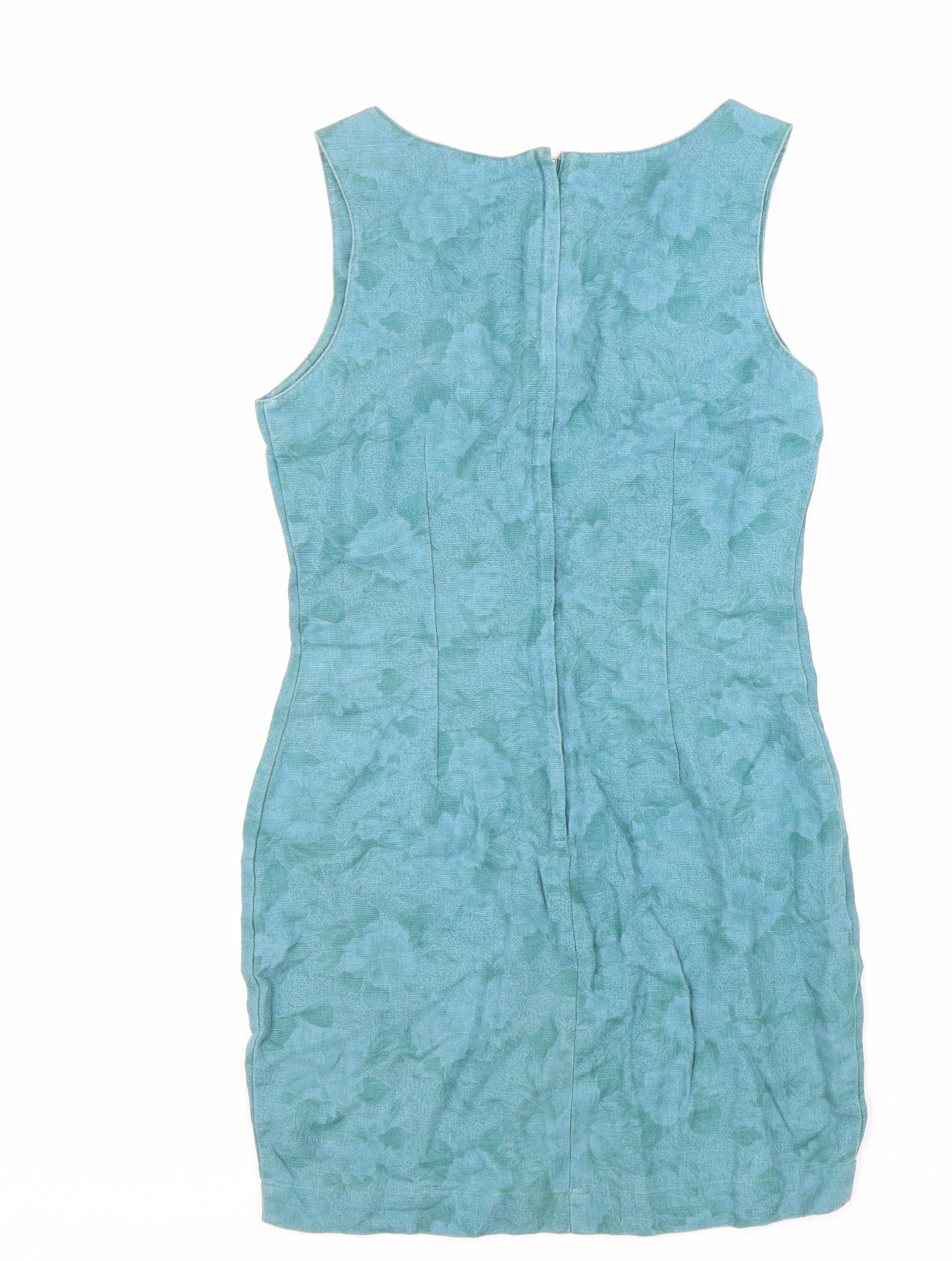 Gap Womens Green Linen Shift Size 4 Scoop Neck Zip