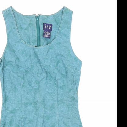 Gap Womens Green Linen Shift Size 4 Scoop Neck Zip