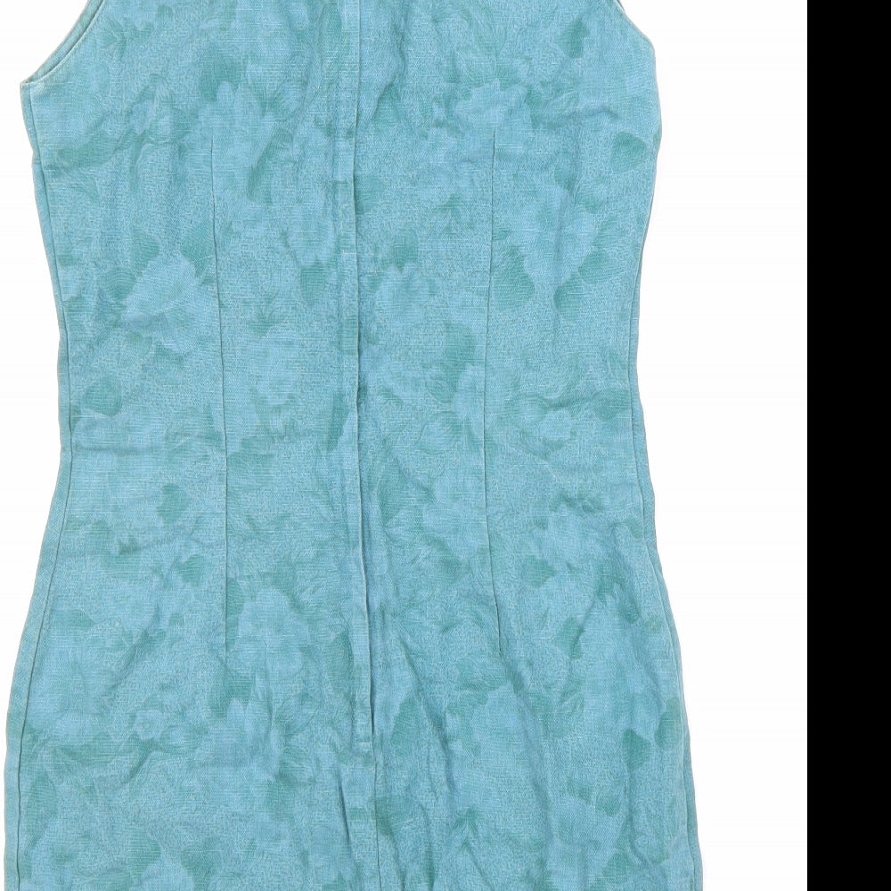 Gap Womens Green Linen Shift Size 4 Scoop Neck Zip