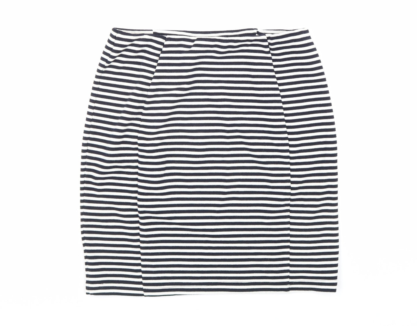 Papaya Womens Black Striped Polyester Straight & Pencil Skirt Size 10 Hook & Loop