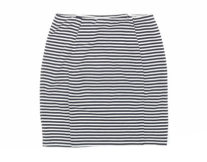 Papaya Womens Black Striped Polyester Straight & Pencil Skirt Size 10 Hook & Loop