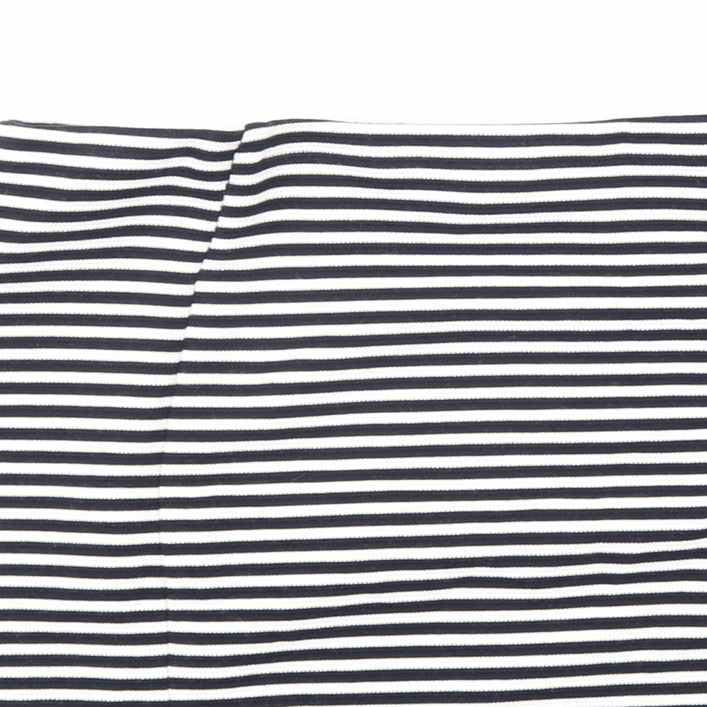 Papaya Womens Black Striped Polyester Straight & Pencil Skirt Size 10 Hook & Loop