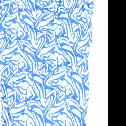 SheIn Womens Blue Geometric Polyester Bodycon Size 2XL Boat Neck Drawstring - Side Ruching