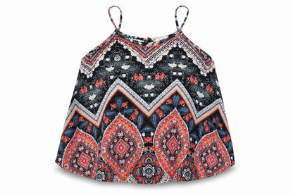 M&Co Girls Multicoloured Geometric Polyester Basic Tank Size 11-12 Years Round Neck Pullover