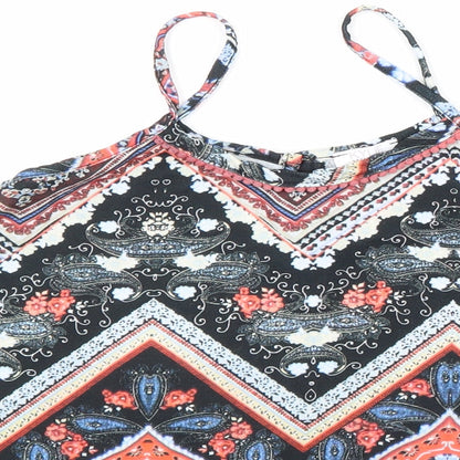 M&Co Girls Multicoloured Geometric Polyester Basic Tank Size 11-12 Years Round Neck Pullover