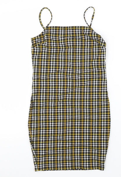 New Look Girls Black Check Viscose A-Line Size 10-11 Years Square Neck Pullover