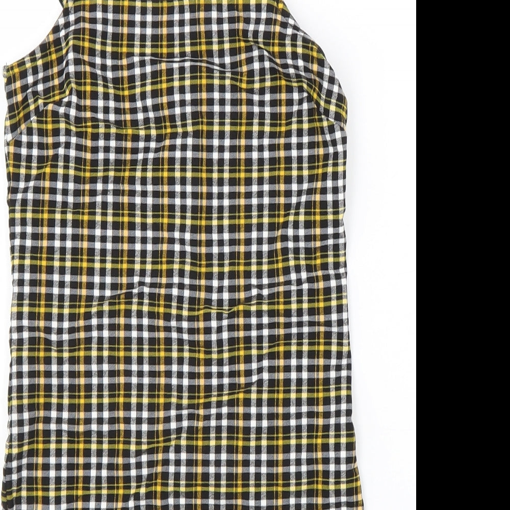 New Look Girls Black Check Viscose A-Line Size 10-11 Years Square Neck Pullover