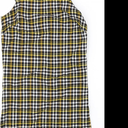 New Look Girls Black Check Viscose A-Line Size 10-11 Years Square Neck Pullover