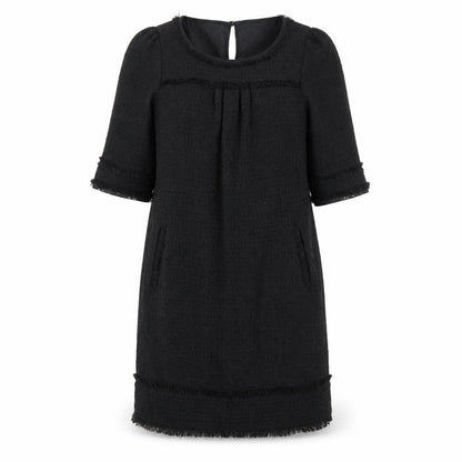 Monsoon Womens Black Acrylic Shift Size 10 Boat Neck Button
