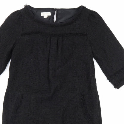 Monsoon Womens Black Acrylic Shift Size 10 Boat Neck Button
