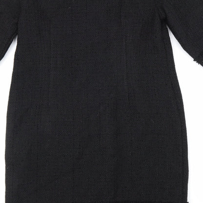 Monsoon Womens Black Acrylic Shift Size 10 Boat Neck Button