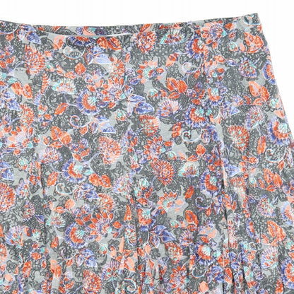 Marks and Spencer Womens Grey Floral Polyester Swing Skirt Size 16 Hook & Loop