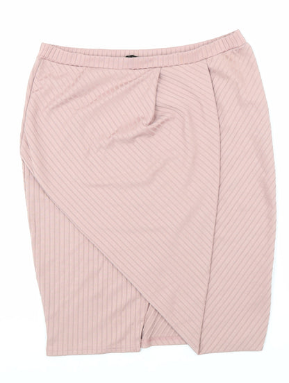 Innocence Womens Pink Polyester Straight & Pencil Skirt Size 14 Hook & Loop