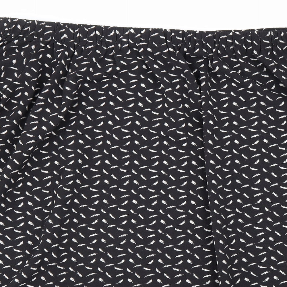 Boohoo Womens Black Geometric Polyester Basic Blouse Size 12 Off the Shoulder - Bardot