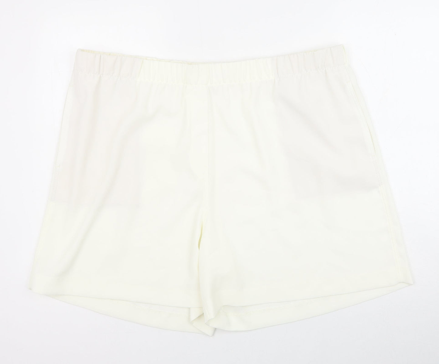 Marks and Spencer Womens Ivory Polyester Sweat Shorts Size 22 Regular Pull On