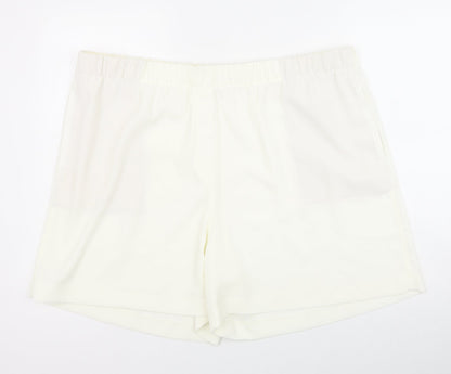 Marks and Spencer Womens Ivory Polyester Sweat Shorts Size 22 Regular Pull On