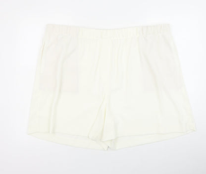 Marks and Spencer Womens Ivory Polyester Sweat Shorts Size 24 Regular Pull On