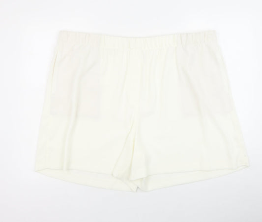 Marks and Spencer Womens Ivory Polyester Sweat Shorts Size 24 Regular Pull On