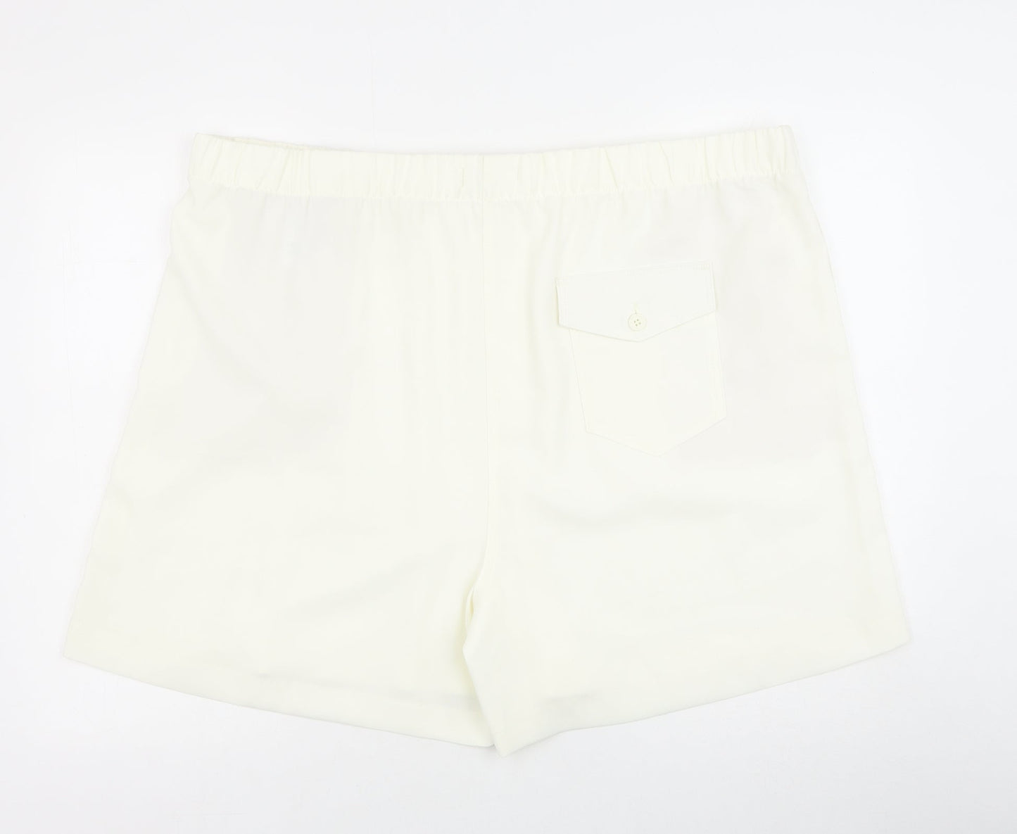 Marks and Spencer Womens Ivory Polyester Sweat Shorts Size 24 Regular Pull On