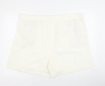 Marks and Spencer Womens Ivory Polyester Sweat Shorts Size 24 Regular Pull On