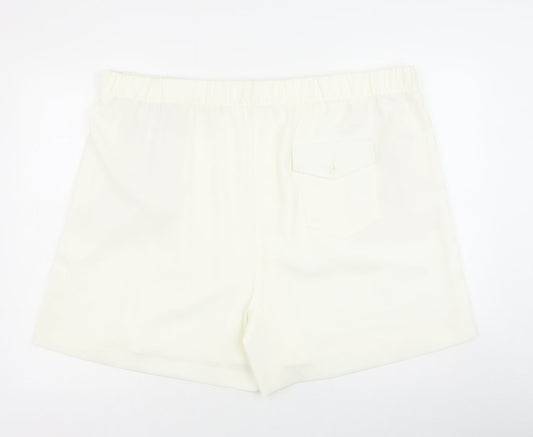 Marks and Spencer Womens Ivory Polyester Sweat Shorts Size 24 Regular Pull On