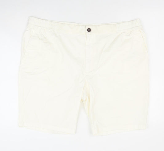 Marks and Spencer Womens Ivory Cotton Chino Shorts Size 2XL Regular Pull On