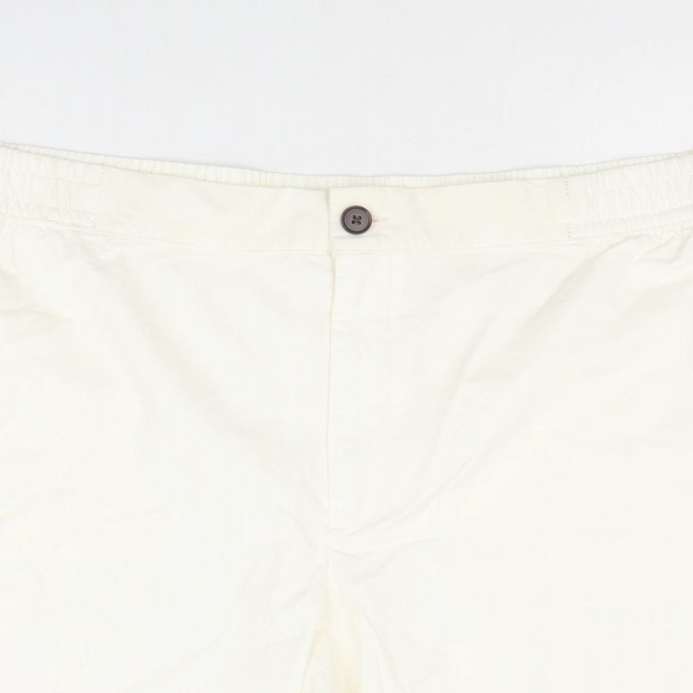 Marks and Spencer Womens Ivory Cotton Chino Shorts Size 2XL Regular Pull On