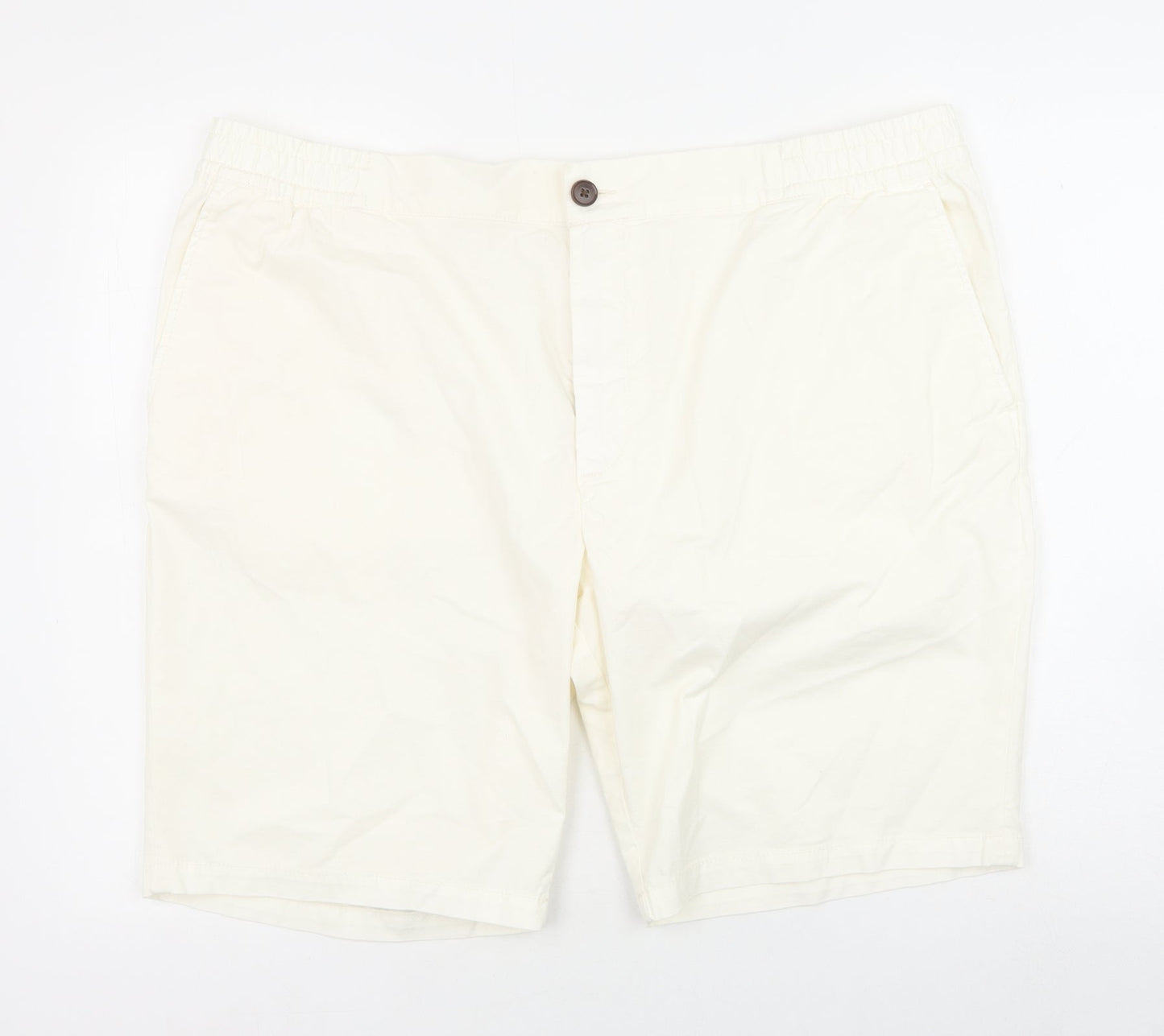 Marks and Spencer Womens White Cotton Chino Shorts Size 2XL Regular Zip